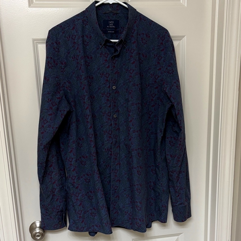 Men’s 1901 Trim Fit Navy Floral Button Down